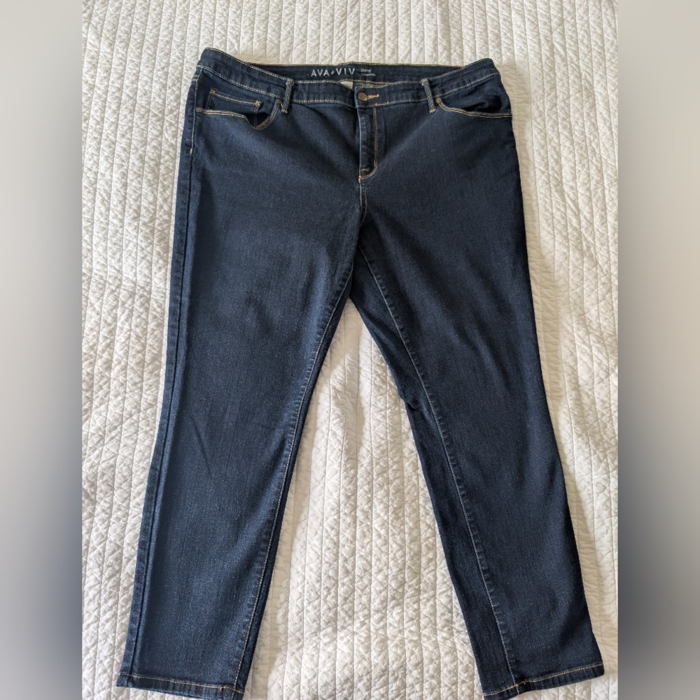 PLUS 20W Ava & Viv Dark Blue Skinny Jeans
